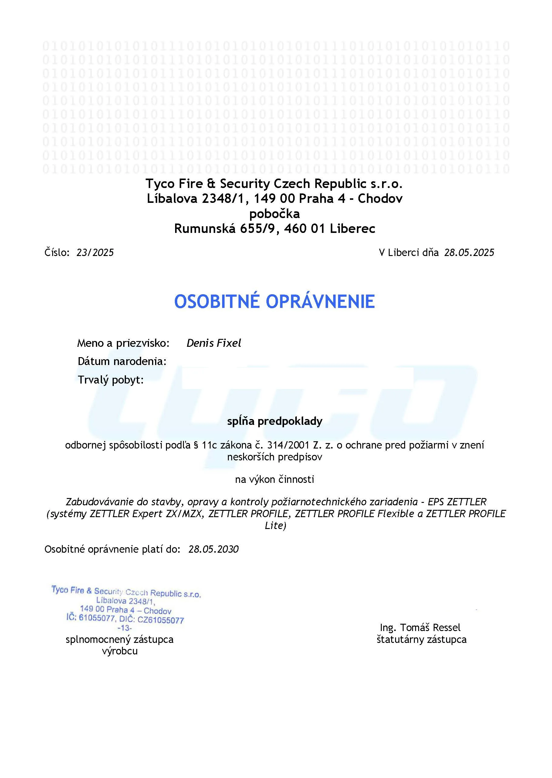 Tyco Fire - Denis Fixel