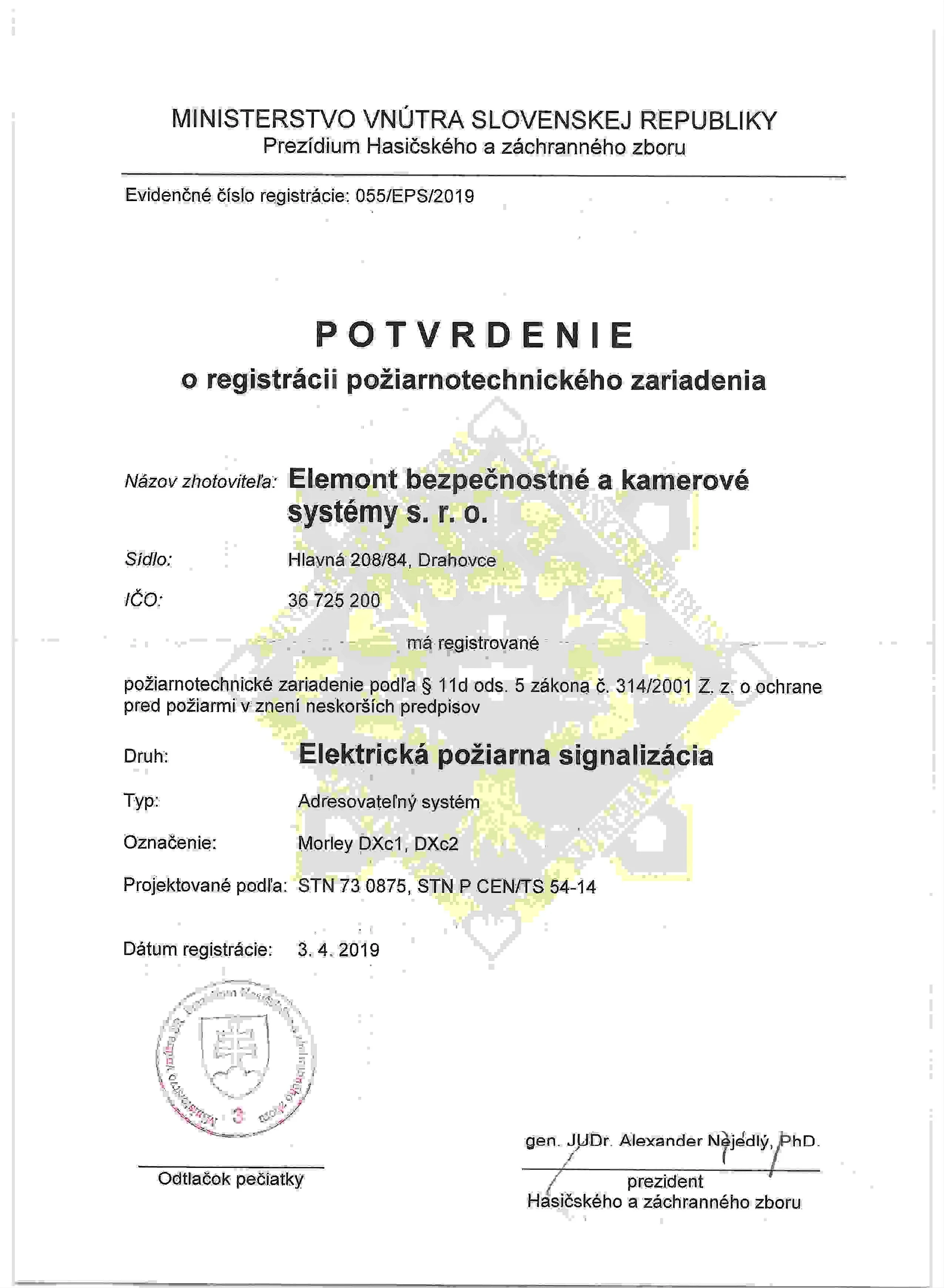Potvrdenie o registrácii (Strana 2)