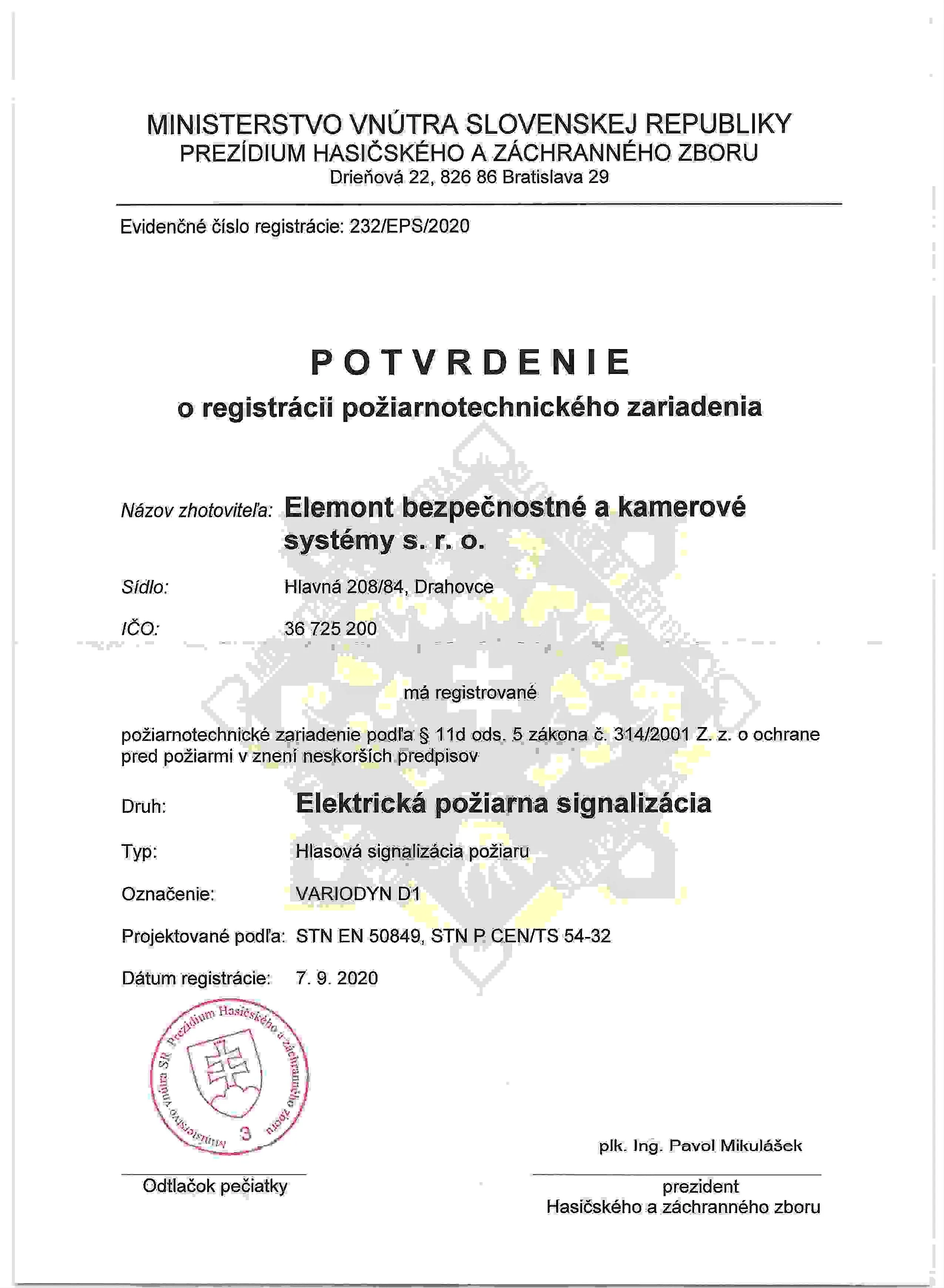 Potvrdenie o registrácii (Strana 6)